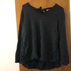 Loft Women’s Sweater Blouse Plaid Back M Gray